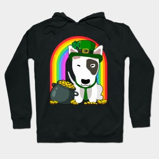 Bull Terrier Rainbow Irish Clover St Patrick Day Dog Gift print Hoodie